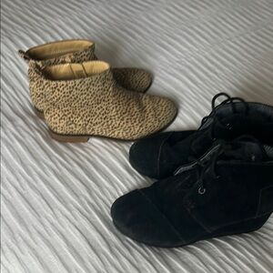 Leopard Print and Black Ankle Boots